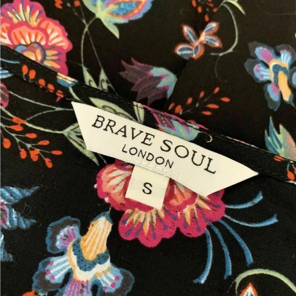 Brave Soul Black Floral Smock Dress Size S - Picture 5 of 7